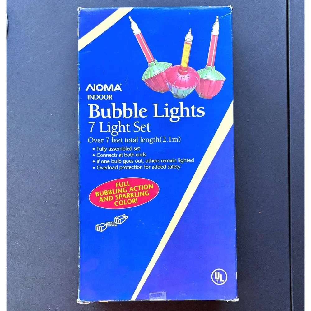 Noma Indoor Bubble Lights 7 Light Set  Red Green Retro Christmas THEY WORK!!